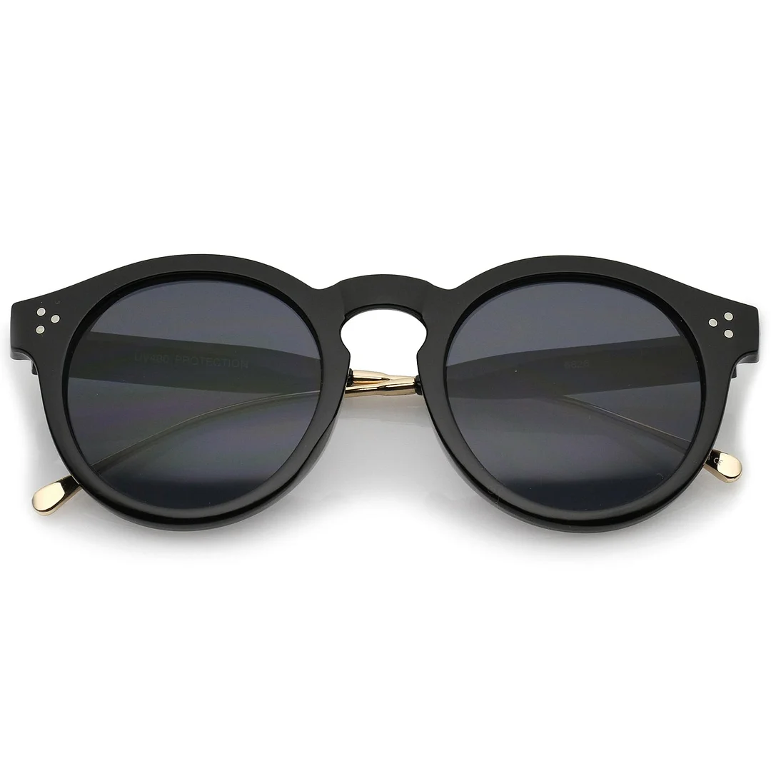 Metal Temple Keyhole Bridge Neutral-Colored Lens P3 Round glasses 50mm