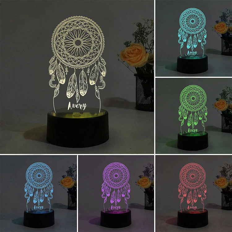 Personalized Name Dream Catcher Night Light Bedside Lamp for Family
