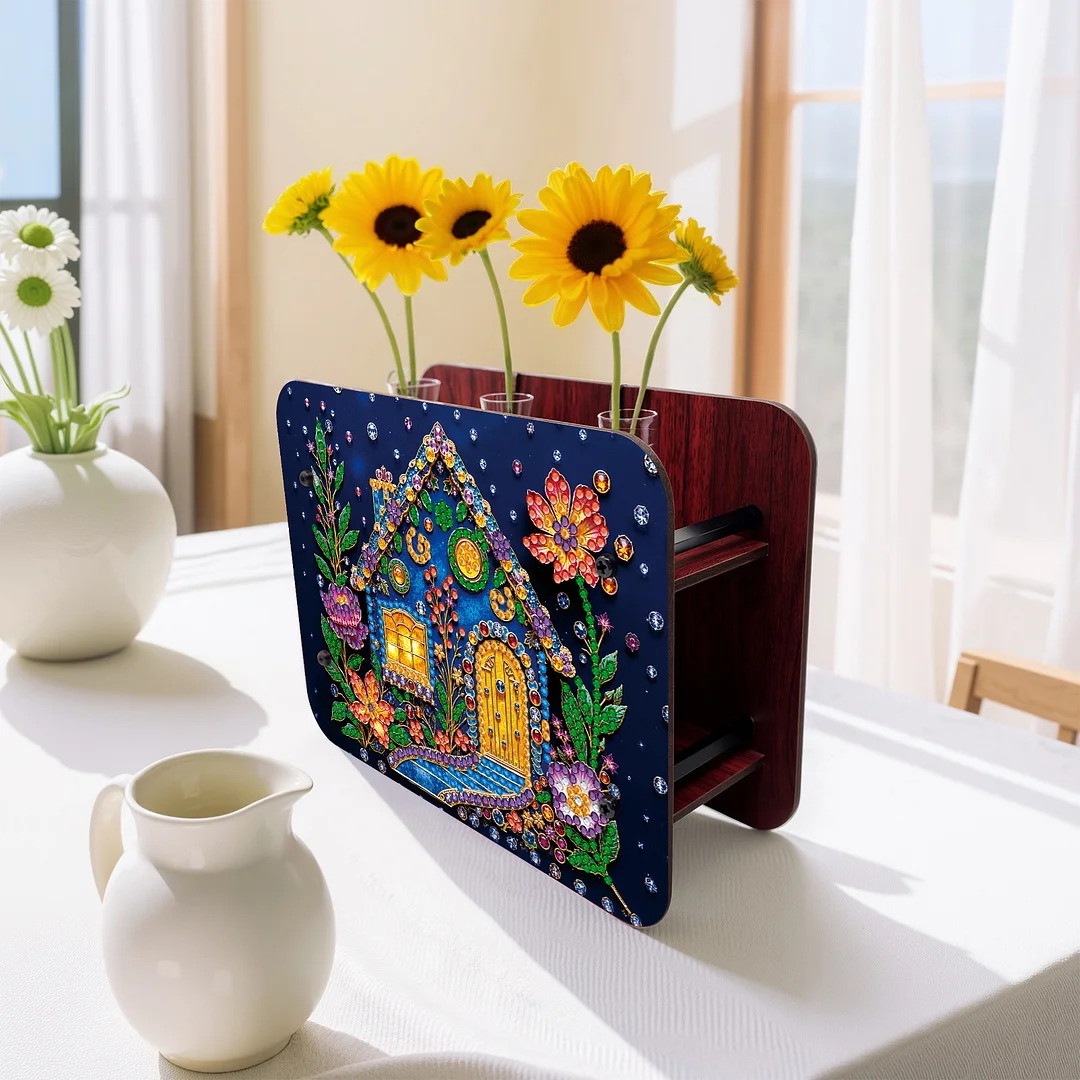 Gem House DIY Diamond Painting Wooden Tube Vase for Adults Gift Idea Home Decor