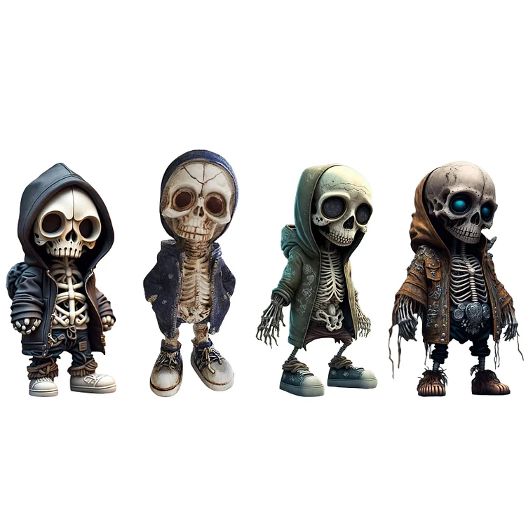 Resin Halloween Skull Dolls Crafts Gothic Sweatshirt Skeleton Man Sculpture Art