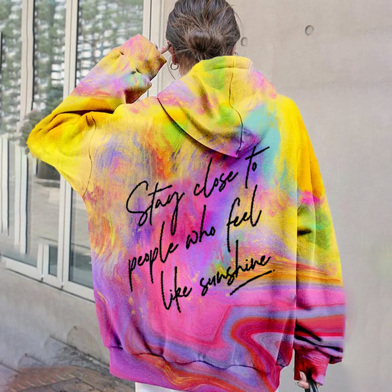 Comstylish Women's Stay Close To People Who Feel Like Sunshine Inspirational Print Hoodie