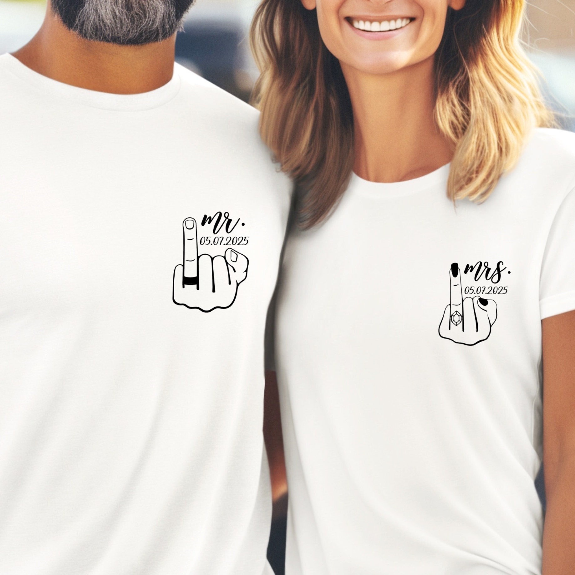 Loveyoufancy Mr and Mrs matching couple t-shirt, wedding couple t-shirt
