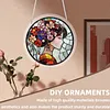 (25cm)DIY Acrylic Jigsaw Puzzle Window Hanging with Hanging Chain DIY Stained Glass Decoration Round Window Puzzle Decor for DIY Craft Project (Stained Glass Floral Lady)