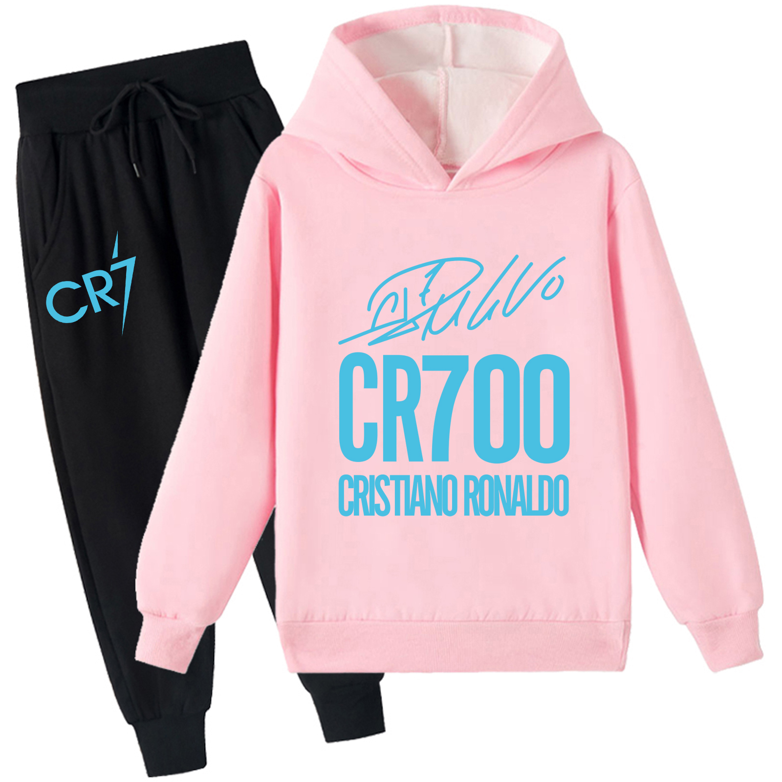 Mayoulove Cristiano Ronaldo Fleece Hoodie Set for Kids - Stylish & Cozy Athletic Wear for Boys & Girls-Mayoulove