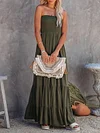 Solid Color Bandeau Bohemia Maxi Dress