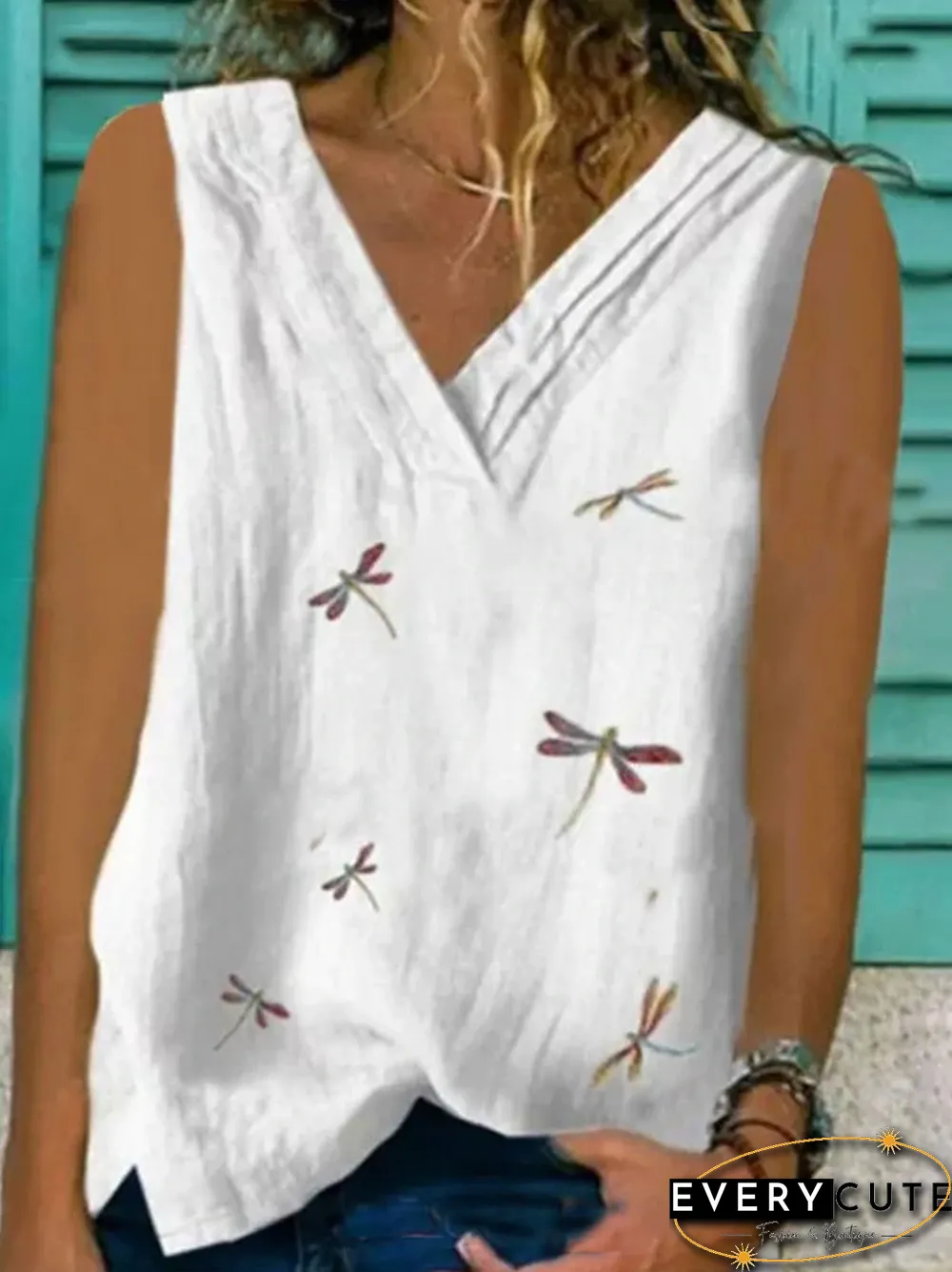 Sleeveless Cotton-Blend Shirts & Tops