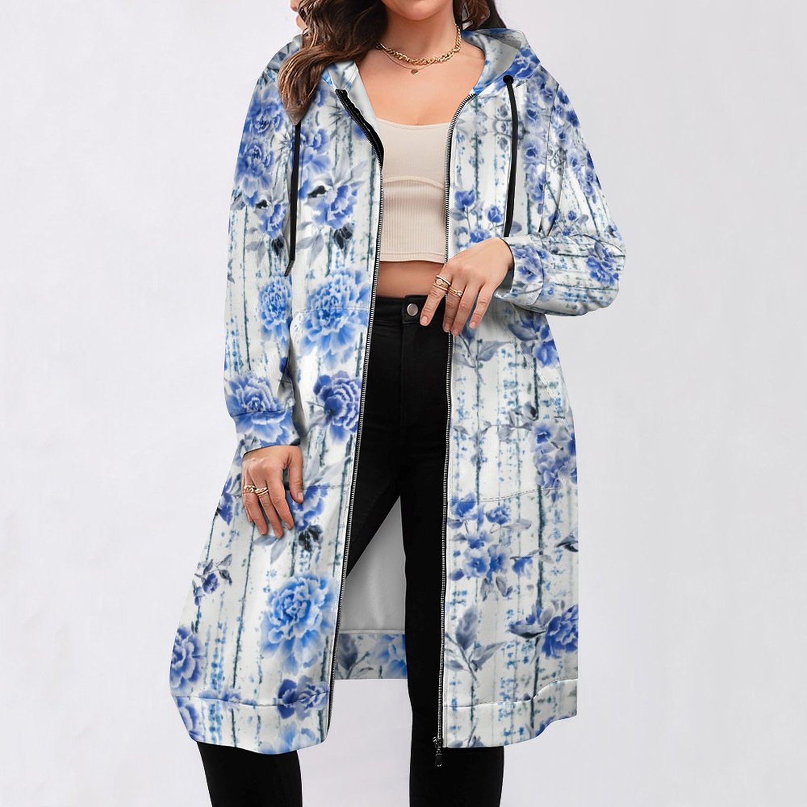 Women Long Sleeve V-neck Graphic Floral Printed Top