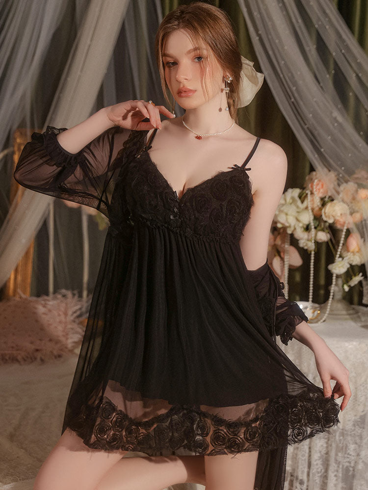 Lovingerie - Sexy Mesh Sheer Temptation Floral Nightgown