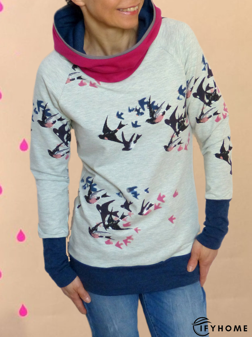 Fit Cotton-Blend Casual Cowl Neck Causal Top | IFYHOME