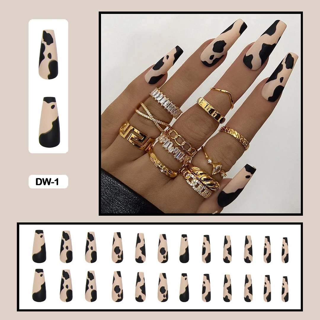 24PCS Dark Punk False Nails with Glue Gradient Long Detachable Fire Stick on Nails Skull Flame  Art DIY Fashion Manicure Tool-Nail Inspo