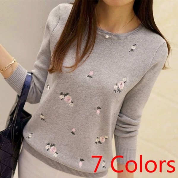 Fashion Spring Autumn Wihter Sweater Women Embroidery Knitted  Warm Women Sweater and Pullover Female Knit Jersey Jumper Sweater Woman Floral Print - Shop Trendy Women's Fashion | TeeYours