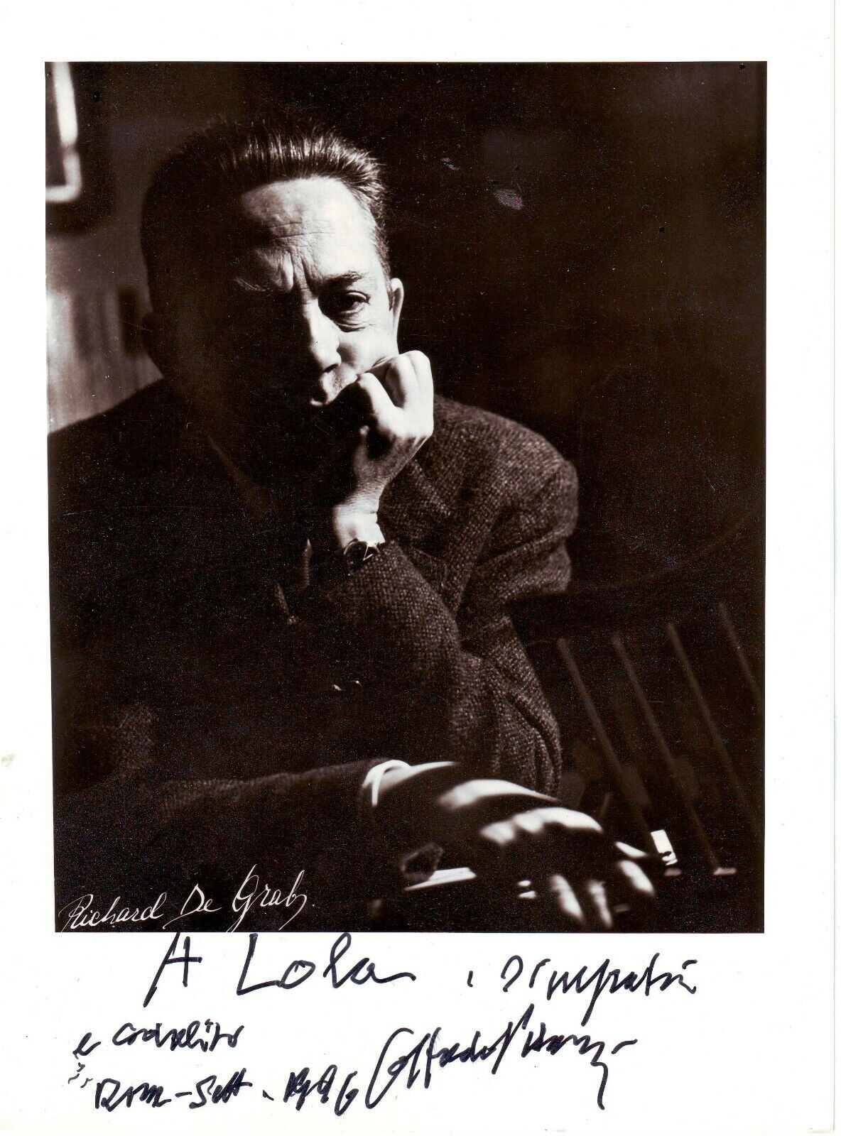 Goffredo Petrassi (18x25 cm) Original Autographed Photo Poster painting