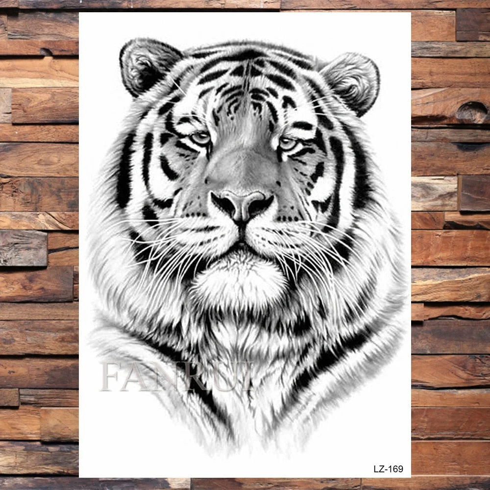 Mighty Lion King Of Beasts Tattoos Temporary Men Women Body Art Fake Tatoo Realistic Tribal Tiger Tattoo Sticker Arm Leg Makeup