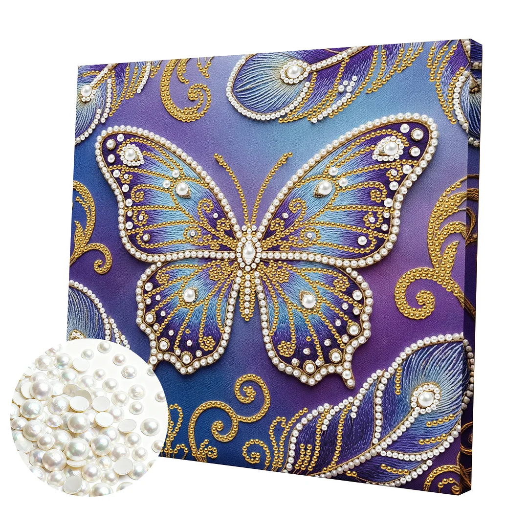 Butterfly - DIY Pearl Diamond Art Kit With Frame 25*25cm