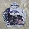 Stylish Ravens Print Splicing Long Sleeve Hoodies