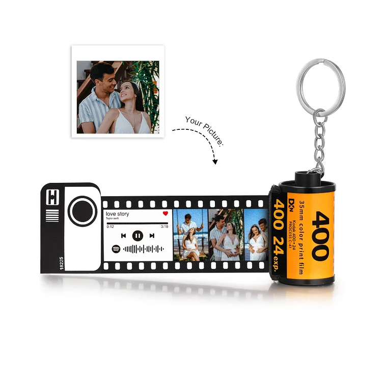 Personalized Scannable Spotify Keychain 10 Photos Film Camera Roll Keychain