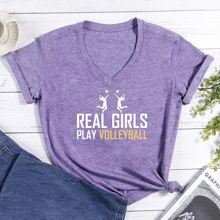Real Girls Play Volleyball V-neck T Shirt
