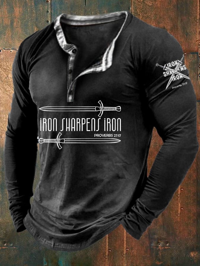 Men's Iron Sharpens Iron Proverbs 27:17 Printed Long Sleeve Top