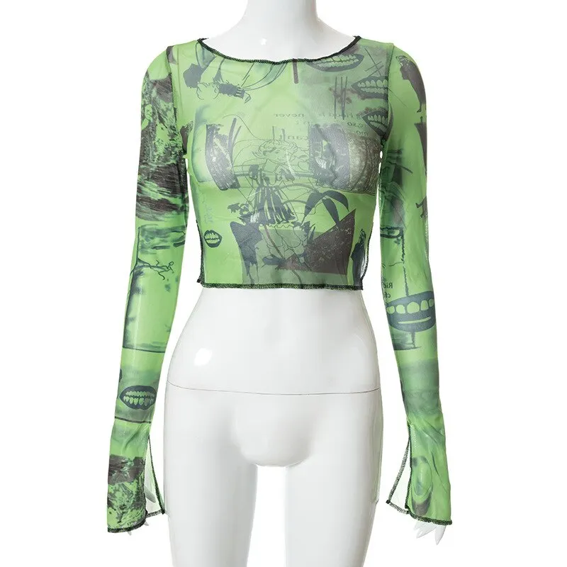 Fashion Casual Womens Top Autumn And Winter Round-neck Long-Sleeved Printed Pullover