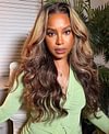 Brown Mixed Gold Long Wave Wig
