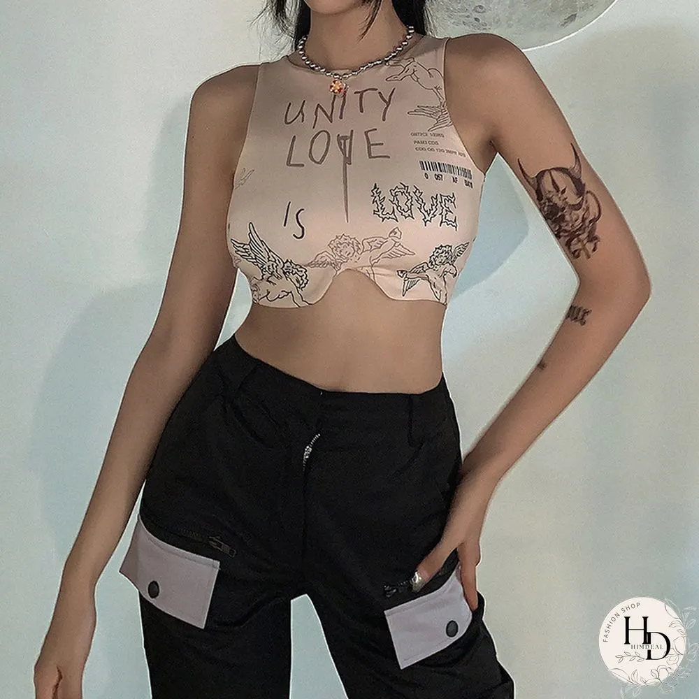 Retro Tribal Ethnic Style Vest Summer Women Camisole Fashion Street Casual Wear Crop Tops