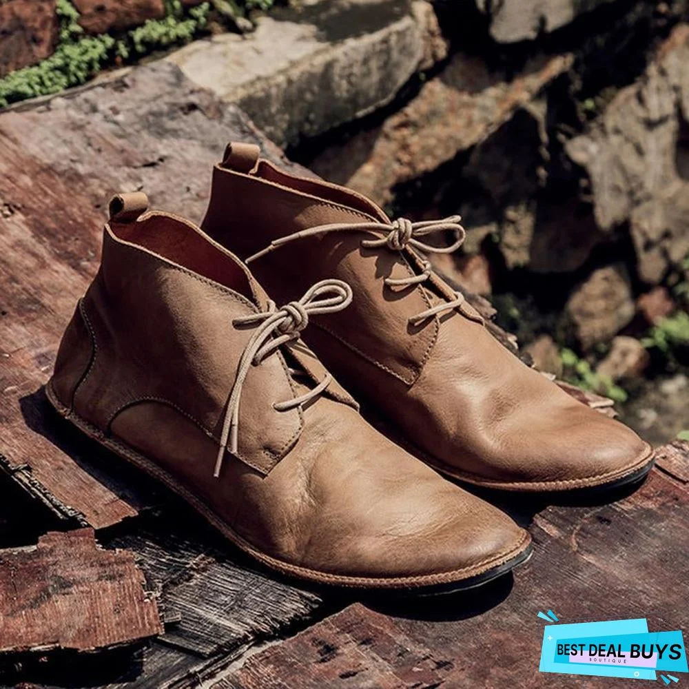 Men's Casual Soft Leather Lace Up Handcrafted Boots