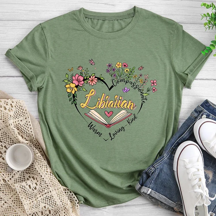 Librarian Round Neck T-shirt