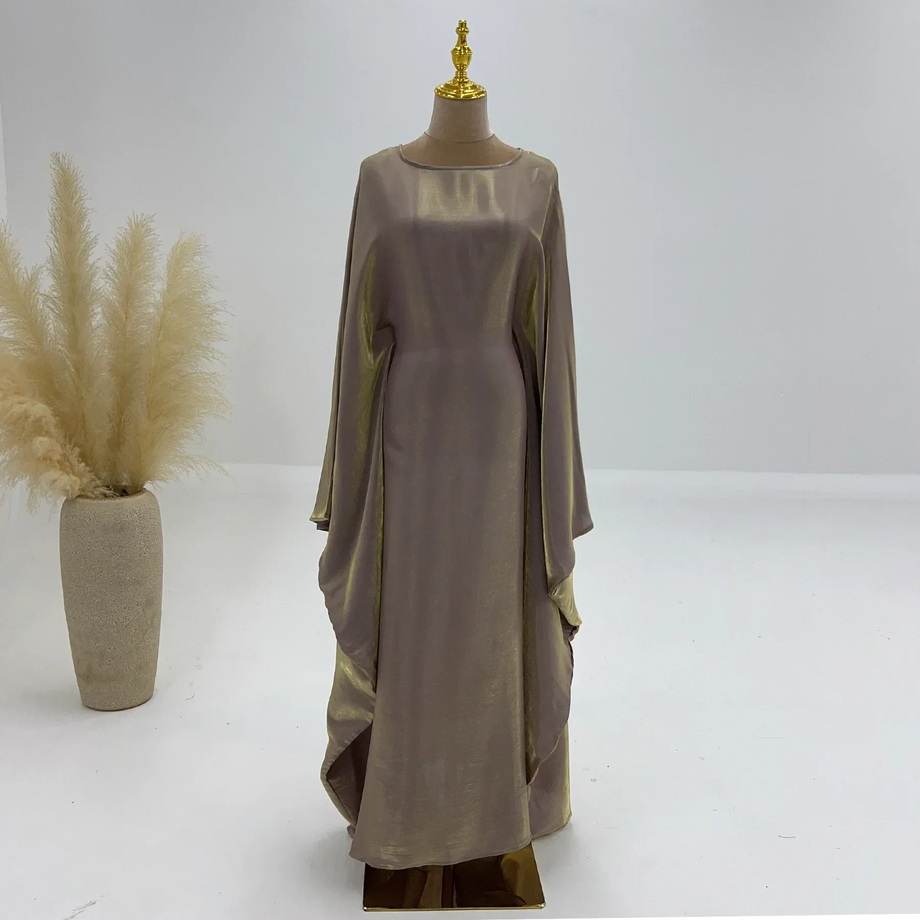 Wimawait fairy dress women Maxi Dresses for Women Ramadan Satin Abaya Muslim Summer Batwing Sleeve Abayas Women Kaftan Robes Muslim Dress Outfits Gowns