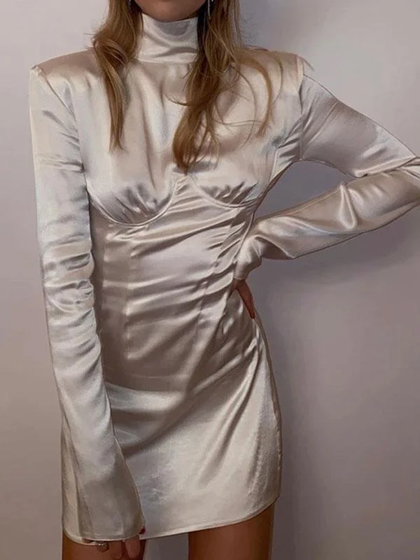Long sleeve satin dress