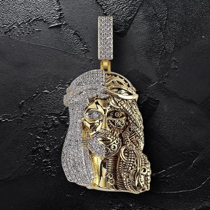 Iced Out Religious Ghost Jesus Head Pendant