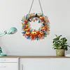 (US Local)Acrylic Pumpkin Wreath   DIY Hanging Diamond Art Kits Wall Door Decoration