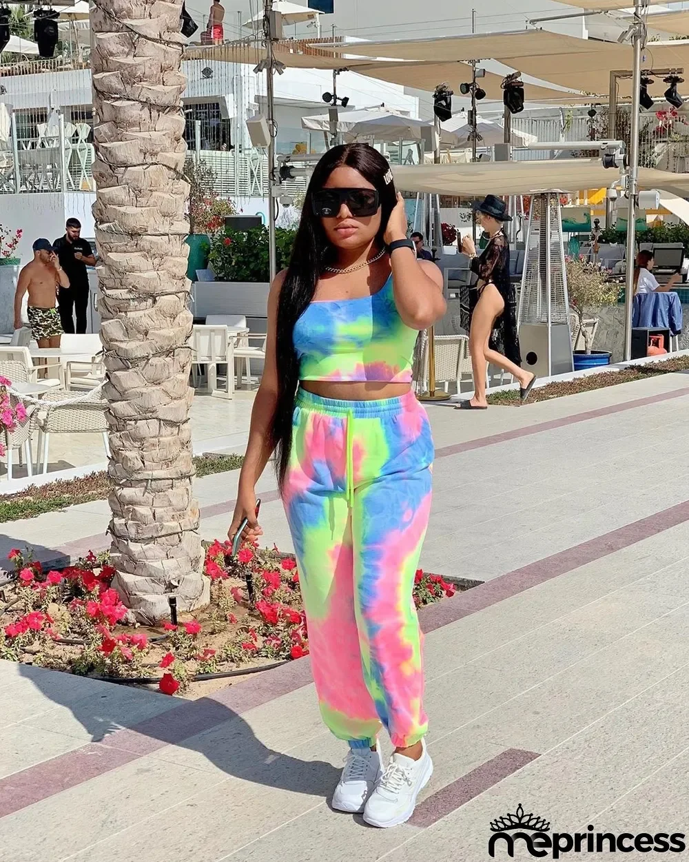 Casual Sexy Print Sleeveless Top And Pants Two Piece Set