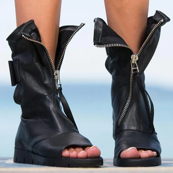 Women Soft Faux Leather Zipper Boots
