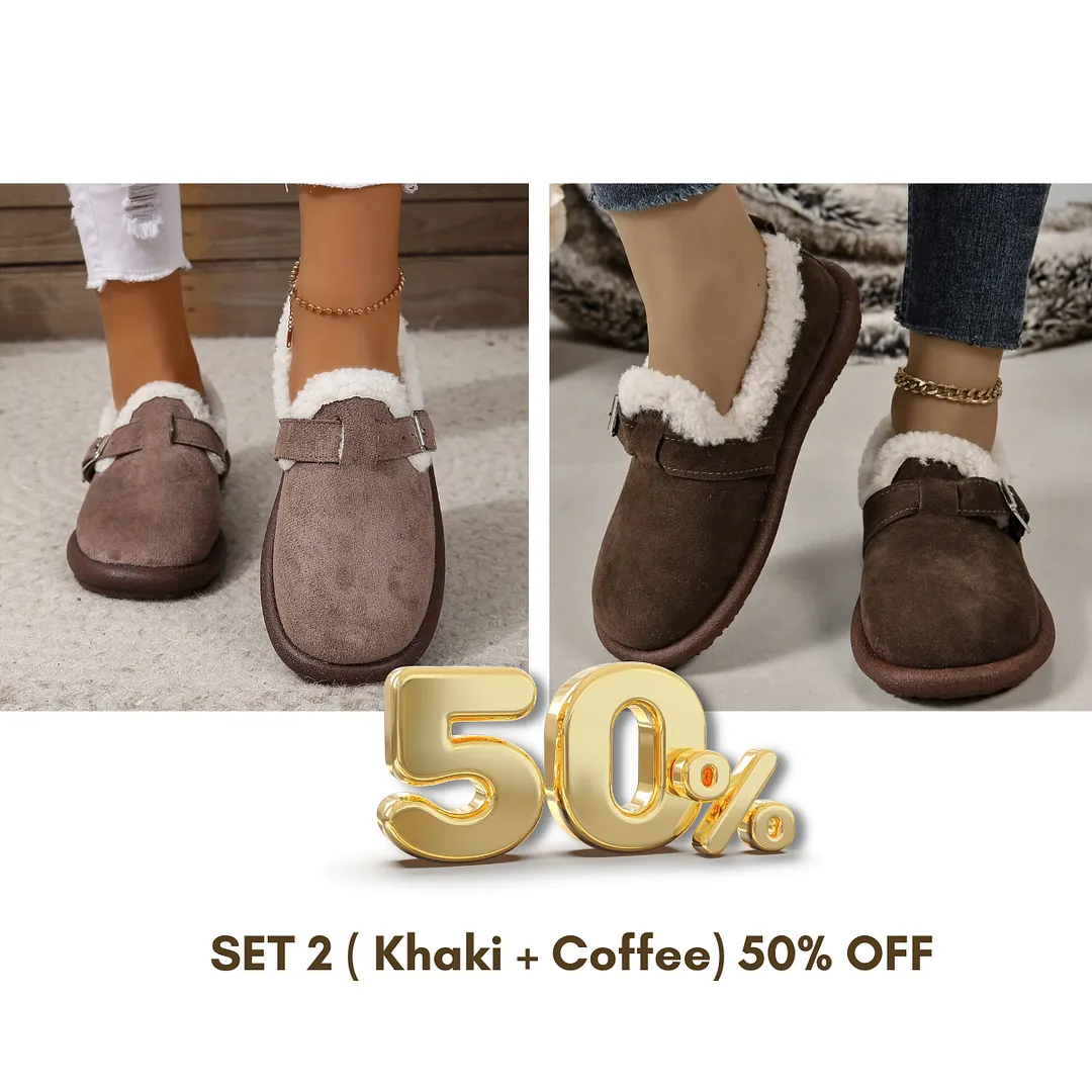 🔥LAST DAY 50% OFF -WOMEN'S PLUSH ROUND TOE SLIP-ON FLATS-BUY 2 FREE SHIPPING