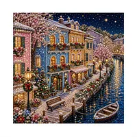 Snowy Canal Town - Pearls Painting
