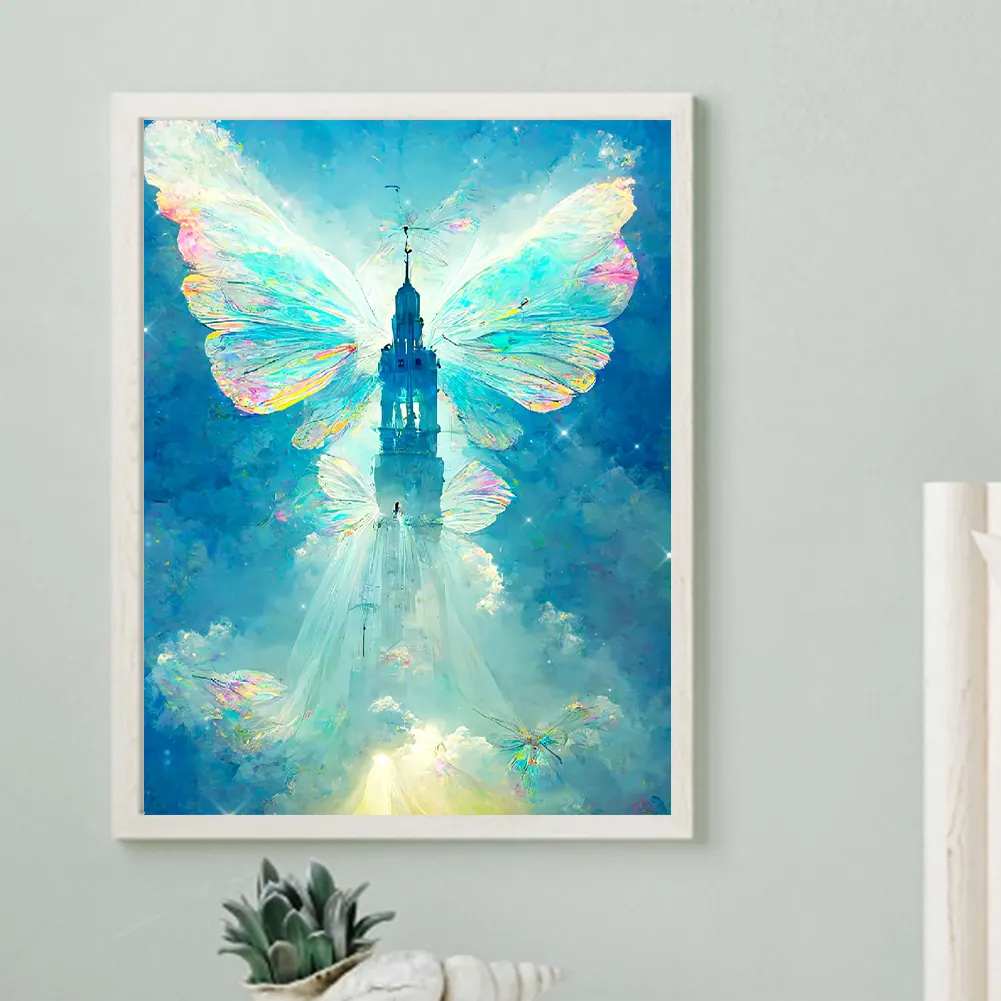 Full Round Diamond Painting 30*40cm - Butterfly Crystal Castle