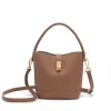Elegant Plain Color Women's Cross Shoulder Bucket Handbag