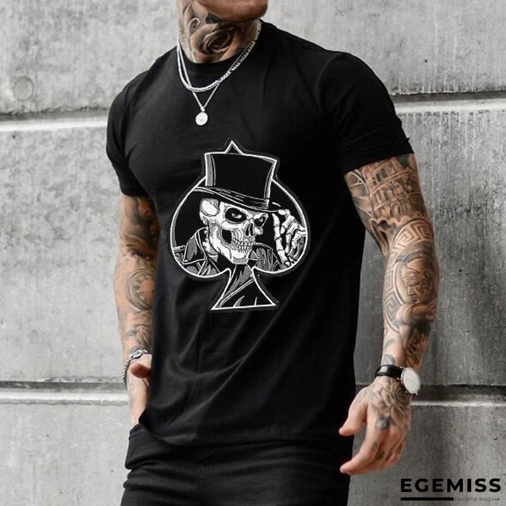 Men's Casual Round Neck Short Sleeve Printed Long Pullover Men's T-shirt | EGEMISS