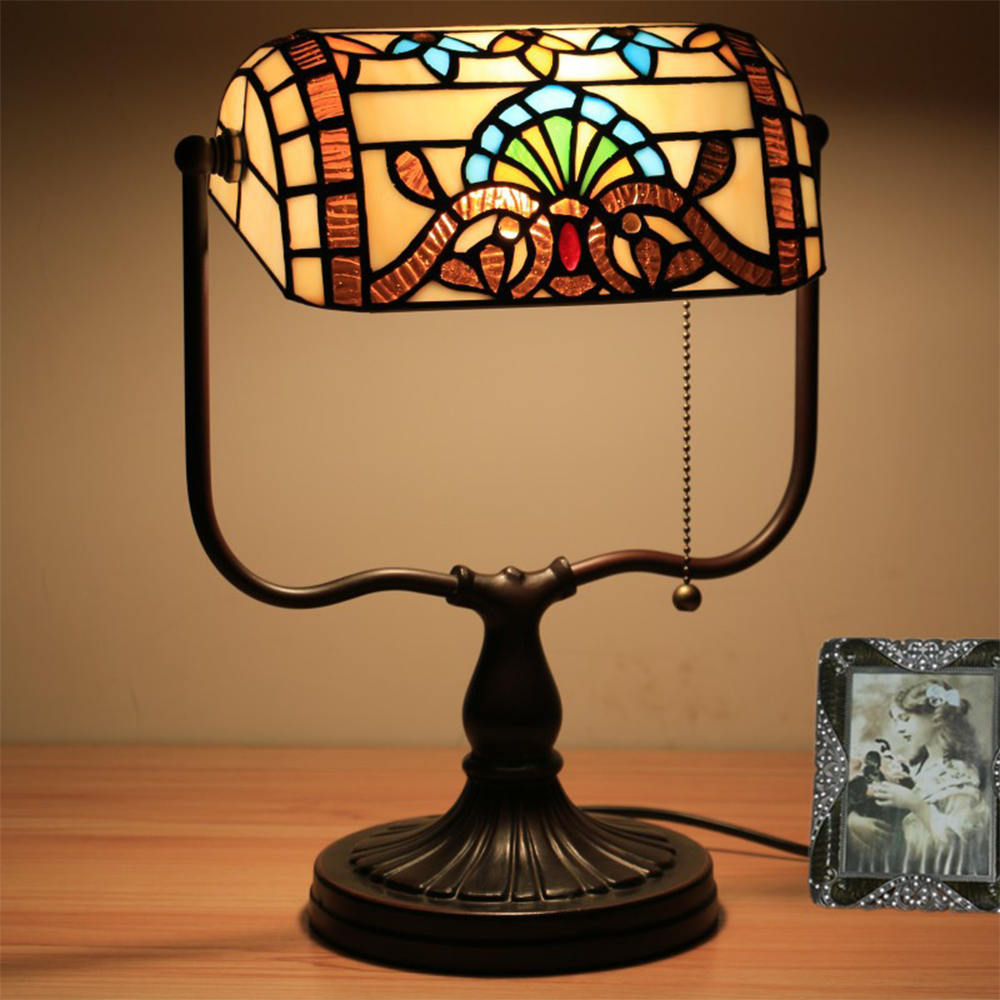 Tiffany Butterfly Flower Stained Glass Table Lamp