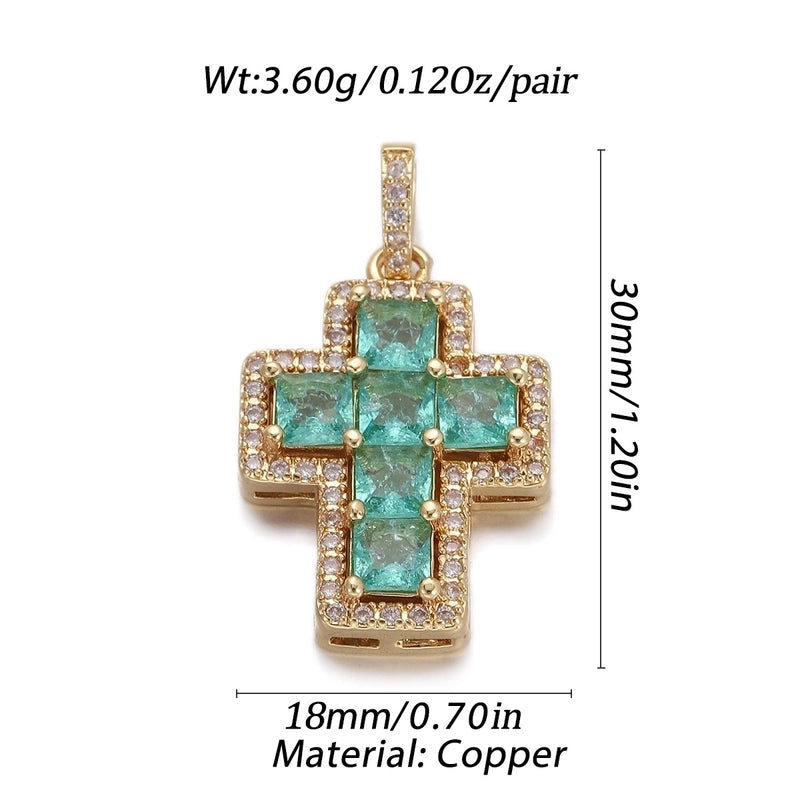 1 Piece Copper Zircon Cross Pendant