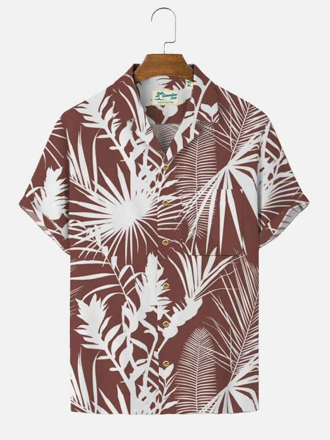 Men's Vintage Casual Hawaiian Shirts Beach Holiday Tropical Plant Wrinkle Free Tops
