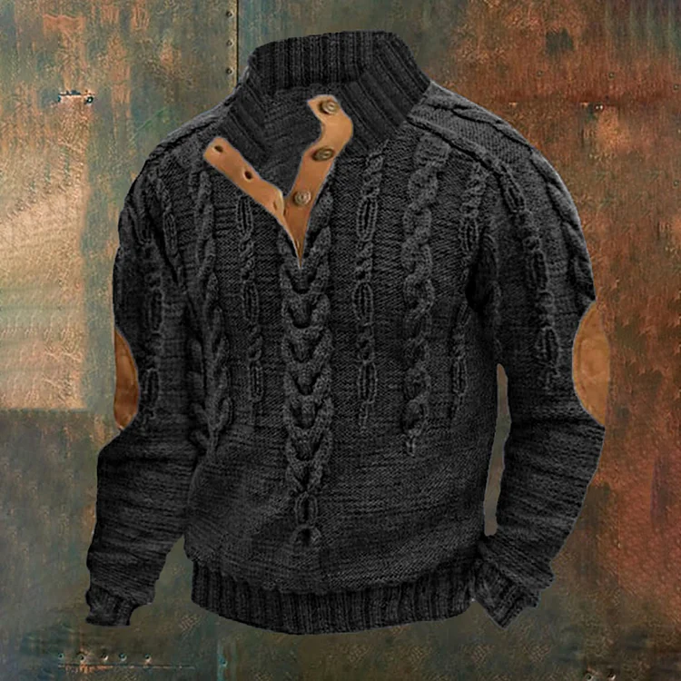 Men's Knit Cable Button-Down Sweater