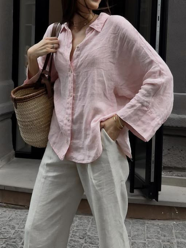 Daily Comfort Simple Cotton and Linen Women's Shirt tjj Shicloths