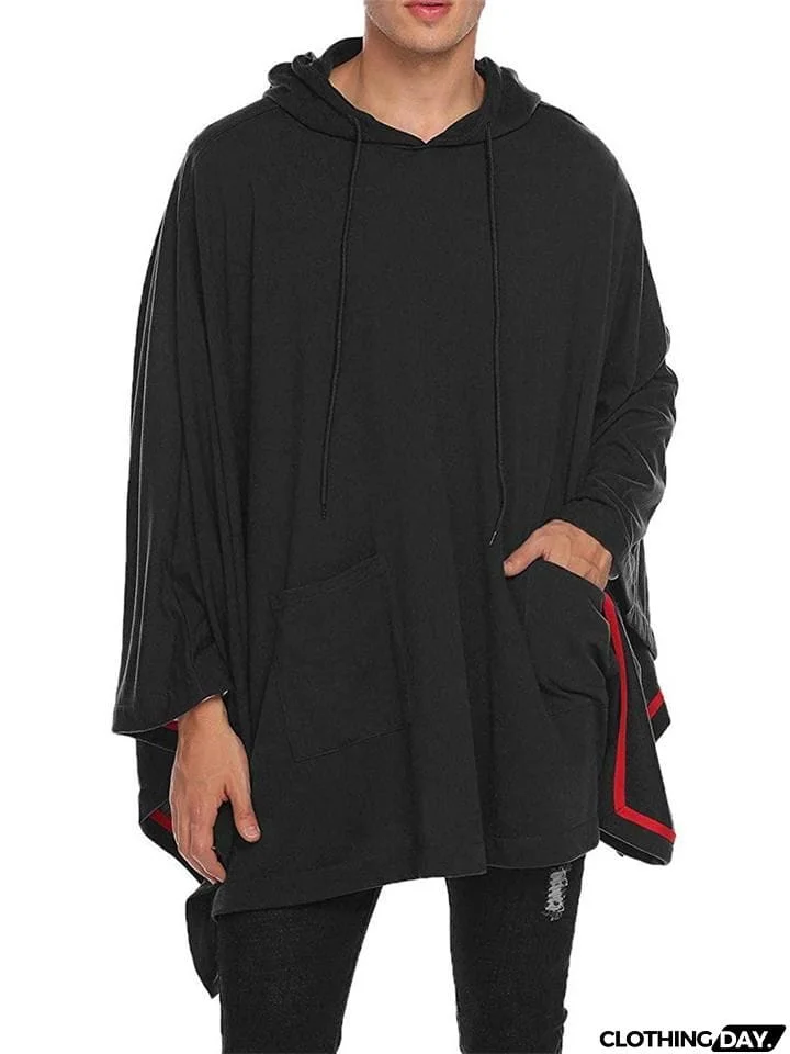 Men's Casual Fashion Comfy Solid Pullover Hooded Cloak