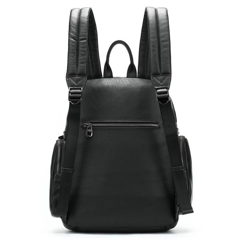 Men's Leather Backpack Large Capacity Computer Bag Retro Style School Bag