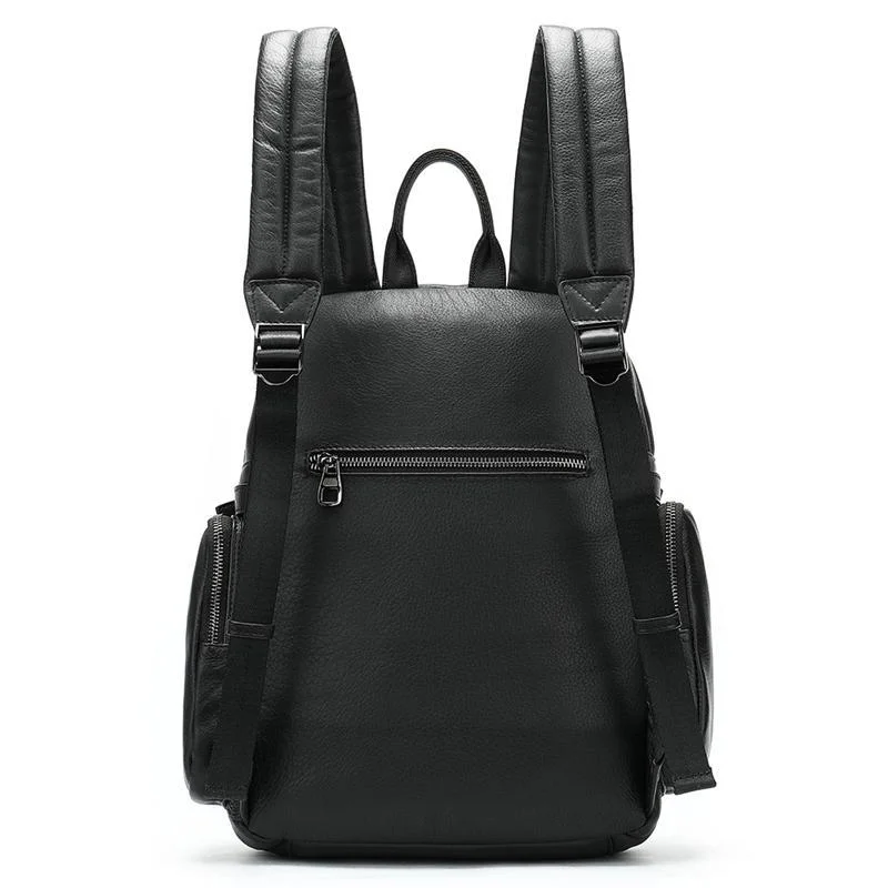 Men's Leather Backpack Large Capacity Computer Bag Retro Style School Bag