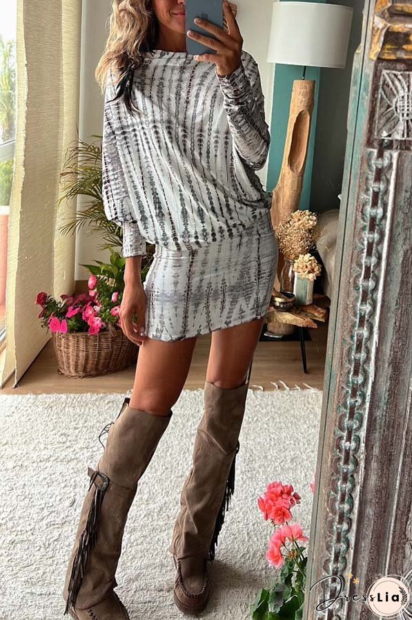 Country Mile Tie-dye Print Dolman Sleeve Stretch Mini Dress