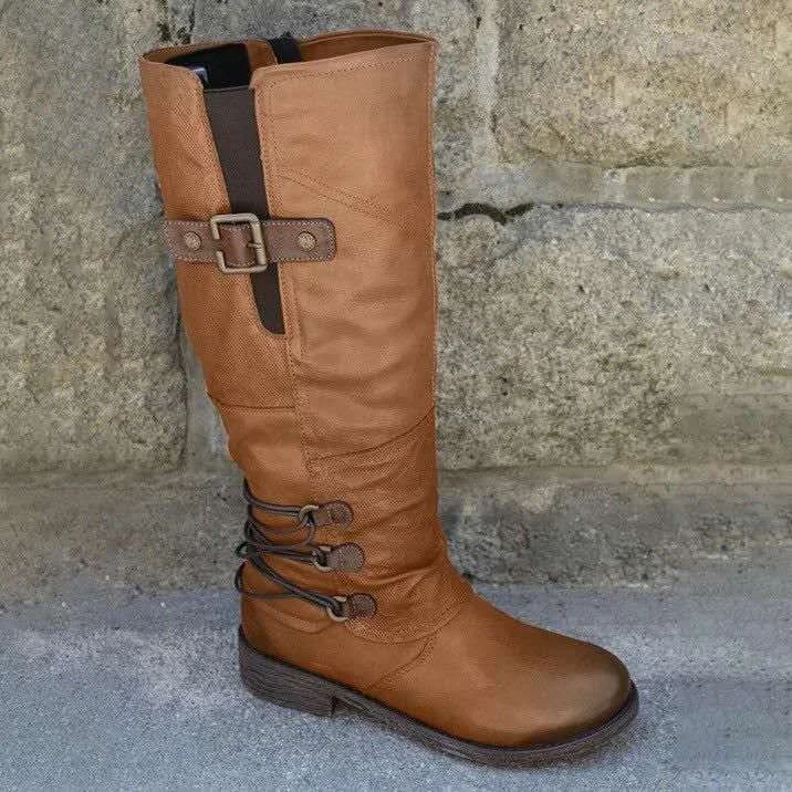 Medium tube comfortable PU women's boots