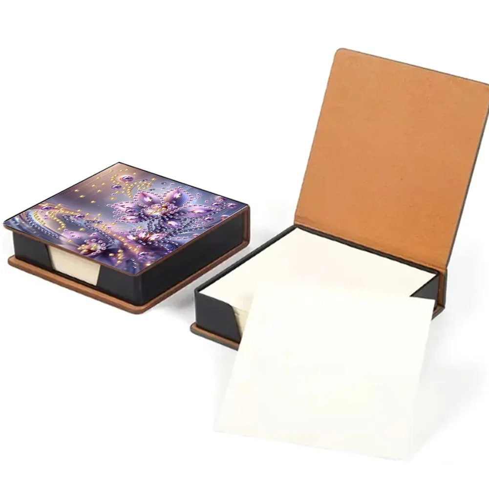 PU Flowers Diamond Painting Notecard Box with Papers for DIY Art Craft