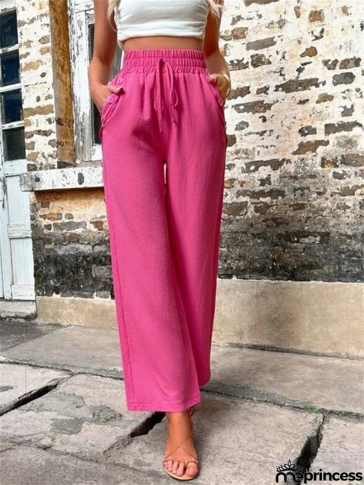 Ladies Stylish New High-rise Solid Casual Pants